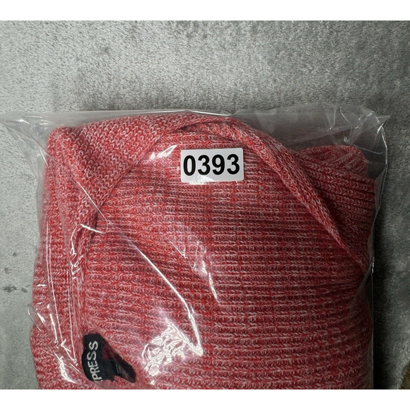 Express Sweater Womens Medium Red White Marled Chunky Oversized Preppy Comfy - Picture 8 of 8